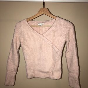 Forever 21 cropped fluffy pink sweater